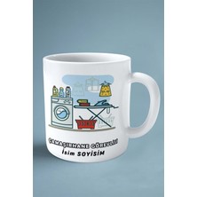 Çamaşırhane Görevlisi Çamaşırcı Baskılı Kupa Bardak Çift Taraflı Baskı Kişiye Özel Model 1