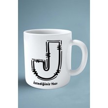 J Harfi Klasik Isimli Baskılı Kupa Bardak Çift Taraflı Kişiye Özel Model 12