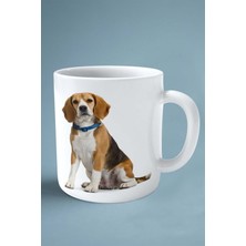 Beagle Köpek Isimli Kişiye Özel Baskılı Kupa Bardak Mavi Tasma