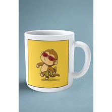 Maymun Baskılı Kupa Bardak Çift Taraflı Kişiye Özel Çerçeveli Renkli Model 26