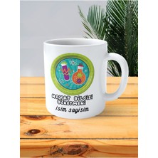 Hayat Bilgisi Öğretmeni Baskılı Kupa Bardak Isimli Kişiye Özel Yeşil Daire Tüp