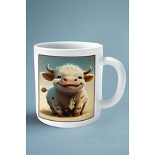 Inek Baskılı Kupa Bardak Çift Taraflı Kişiye Özel Çerçeveli Renkli Model 7