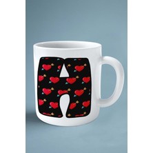 H Harfi Sevgililer Günü Sevgili Kişiye Özel Baskılı Kupa Bardak Çift Taraflı Baskılı