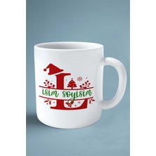 L Harfi Yeni Yıl Noel Yeniyıl Isimli Baskılı Kupa Bardak Çift Taraflı Kişiye Özel Model 14