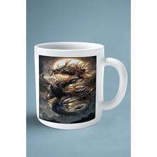 Ejder Ejderha Baskılı Kupa Bardak Çift Taraflı Kişiye Özel Çerçeveli Renkli Model 5