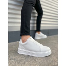 JY007 Alba Bağcıksız Cilt Erkek Günlük Sneaker Ayakkabı Cbt Beyaz