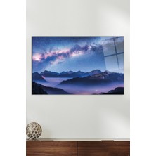 Yıldızlı Gökyüzü Samanyolu Yatay Cam Tablo, Modern Ev Dekoru, Hediyelik Duvar Dekorasyonu, Kırılmaz