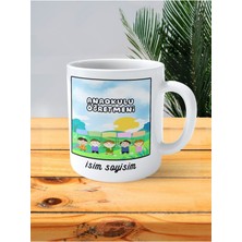 Anaokulu Ana Okulu Öğretmeni Baskılı Kupa Bardak Çocuklar Güneş Resim