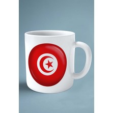 Tunus Bayrak Baskılı Kupa Bardak Çift Taraflı Kişiye Özel Model 1