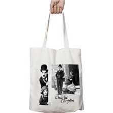 Charlie Chaplin Komedi Iki Tarafı Kalıcı Baskılı Yıkanabilir Okul Plaj Omuz Bez Çantası