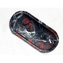 Doğal Mermer Oval Tepsi, Banyo ve Sunum Için Şık ve Renkli Tasarım