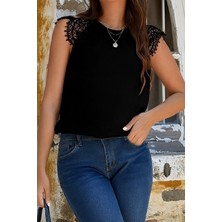 Ag Shoppings Kadın Kısa Kollu Bisiklet Yaka Ithal Krep Bluz