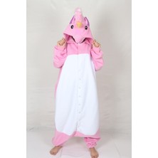 Pembe Yetişkin Unicorn Kigurumi, Eğlenceli ve Rahat Hayvan Kostümü
