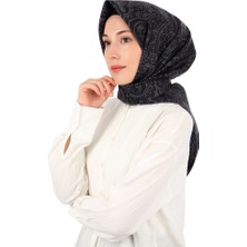 Siyah Sanat Desen Twill Ipek Eşarp