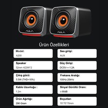 Aula A200 Rgb Işıklı Masaüstü Gaming Hoparlör Siyah 3.5 mm Jack ile Kompakt Tasarım