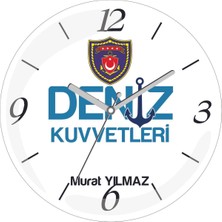 Kişiye Özel Deniz Kuvvetleri Logo Çap 30 Bombeli Gerçek Cam Duvar Saati