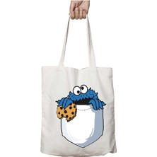 Kurabiye Canavarı Cepte Cookie  Iki Taraf Kalıcı Yıkanabilir Okul Plaj Omuz Bez Çanta