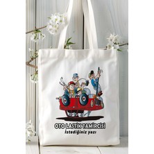 Oto Lastik Tamircisi Baskılı Bez Omuz Çantası Kişiye Özel Model 5