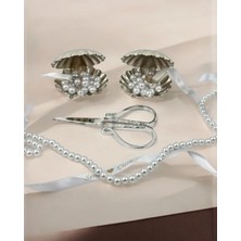 Şık Gümüş Radia Istidye Yüzüklük ve Söz Makası Seti