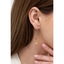 Yıldız Sallantılı Altın Küpe