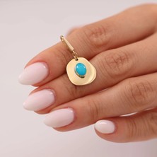 Minimal Tasarım Mavi Taş Altın Charm