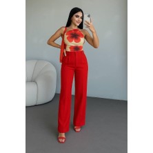 Arben Boutique Kadın Yüksek Bel Plise Detay Bol Paça Pantolon