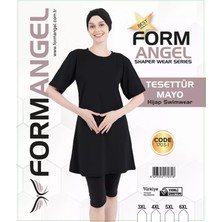 Form Angel Kadın Düz Renk Büyük Beden Kısa Kollu Likralı Tesettür Mayo