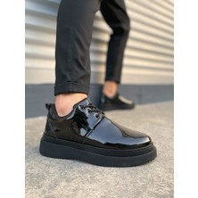 JYX03 Luxor Bağcıklı Rugan Erkek Günlük Spor Klasik Ayakkabı Rst - Siyah