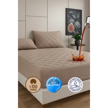 Formeya Pamukkale Alez Kahverengi Pamuk Kapitone Sıvı Geçirmez Alez Fitted Alez Çarşaf