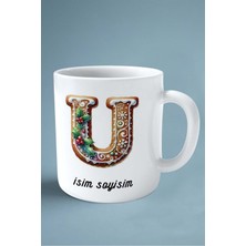 Noel Yeni Yıl Yeniyıl Hediye Isimli Kişiye Özel 2024 Baskılı Kupa Bardak U Harfi