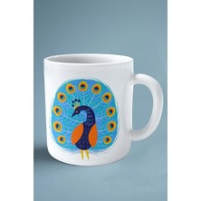 Tavus Kuşu Tavuskuşu Baskılı Kupa Bardak Çift Taraflı Kişiye Özel Model 4