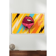 Pop Art Retro Kadın Dudağı Yatay Cam Tablo, Modern Ev Ofis Dekoru, Hediyelik Duvar Dekorasyonu