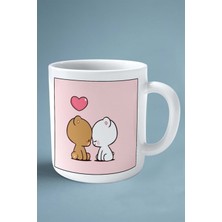 Sevgililer Günü Sevgili Kişiye Özel Baskılı Kupa Bardak Çift Taraflı Baskı Model 129 Ayı