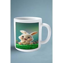 Tavşan Baskılı Kupa Bardak Çift Taraflı Kişiye Özel Çerçeveli Renkli Model 20