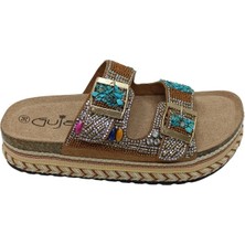 Guja Camel Çift Toka Kadın Terlik Ayakkabı