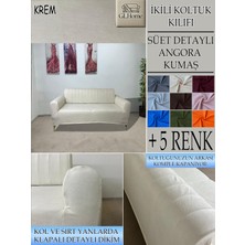 Süet Detaylı Angora Kumaş Çift Kişilik Komple Giydirme 2'li Kanepe, Bohem, Vb Model Koltuk Kılıfı
