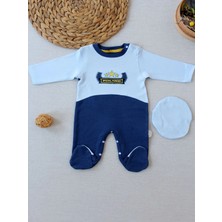 3-6 9-12 12-18 Ay Özel Kuvvetler Nakışlı Bere Şapkalı Kız Erkek Bebek Tulumu Lacivert