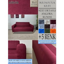Süet Detaylı Angora Kumaş Çift Kişilik Komple Giydirme 2'li Kanepe, Bohem, Vb Model Koltuk Kılıfı