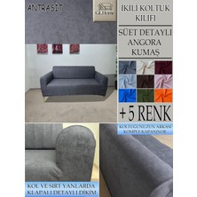 Süet Detaylı Angora Kumaş Çift Kişilik Komple Giydirme 2'li Kanepe, Bohem, Vb Model Koltuk Kılıfı