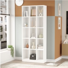 Oscer Geniş Kitaplık 15 Raflı 180CM Beyaz Osc2-W