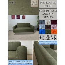 Süet Detaylı Angora Kumaş Çift Kişilik Komple Giydirme 2'li Kanepe, Bohem, Vb Model Koltuk Kılıfı