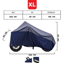 CARETECH CT-B101XL Motosiklet Branda Su Geçirmez 4 Mevsim Koruma Yıkanabilir Kalın Kumaş XL Gri/Lacivert