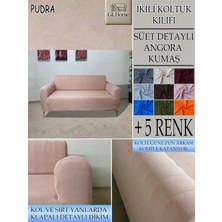 Süet Detaylı Angora Kumaş Çift Kişilik Komple Giydirme 2'li Kanepe, Bohem, Vb Model Koltuk Kılıfı