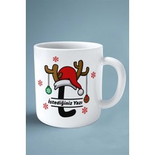 L Harfi Yeniyıl Hediye Noel Christmas Isimli Baskılı Kupa Bardak Çift Taraflı Kişiye Özel Model 14
