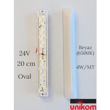 Unikom 50'li Paket 24V Tente LED Aydınlatma Armatür 20CM -Oval TABAN-BEYAZ(6500K)