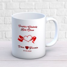 Sevgililer Günü Kişiye Özel Seni Çok Seviyorum Kalp Kurdela Kupa Bardak