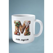 Noel Yeni Yıl Yeniyıl Hediye Isimli Kişiye Özel 2024 Baskılı Kupa Bardak M Harfi