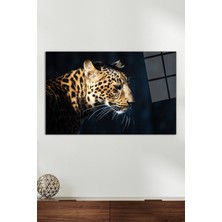 Siyah Vahşi Çita Yatay Cam Tablo, Modern Ev Ofis Dekoru, Hediyelik Duvar Dekorasyonu, Kırılmaz Cam