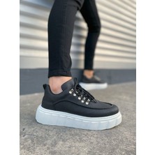 JY010 Cloud Bağcıklı Cilt Erkek Günlük Sneaker Ayakkabı Cbt - Siyah