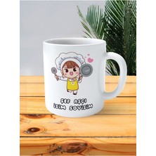 Aşçı Şef Aşçı Baskılı Kupa Bardak Isimli Kişiye Özel Önlük Resimli